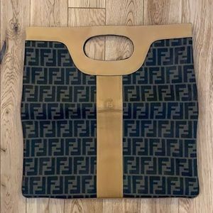 VINTAGE FENDI FOLD OVER ZUCCA TOTE / CLUTCH